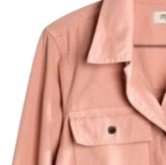 Madewell Northward Cropped Denim Jacket Blush Button Front & Cuffs Cotton Sz XXS - Picture 5 of 15